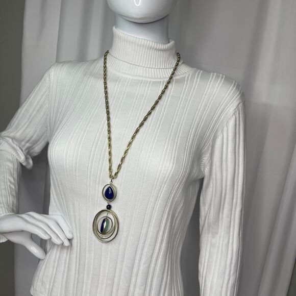 Chico's silver tone pendant necklace chunky chain link signed costume jewelry - Picture 8 of 14